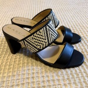 Mascaro Black and White Patterned Heeled Sandals 37.5